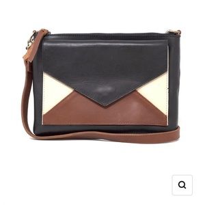 ABLE Solome Leather Crossbody Bag Purse in black/bone/whiskey NWT